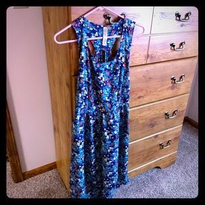 Blue Floral Sleeveless Maxi Dress